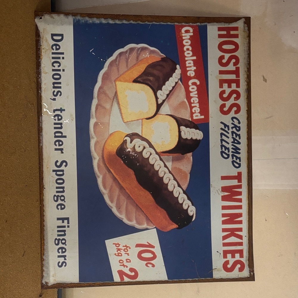Metal Hostess Twinkies Vintage Art Poster - Blue and White
